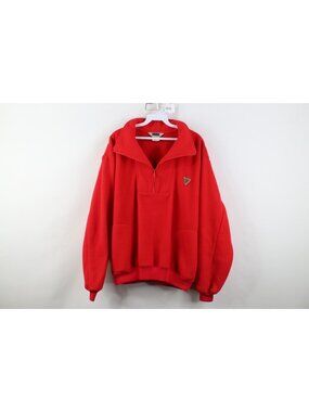 Vintage 90s Unionbay Surfing Mens XL Thick Fleece Half Zip Pullover Sweater Red